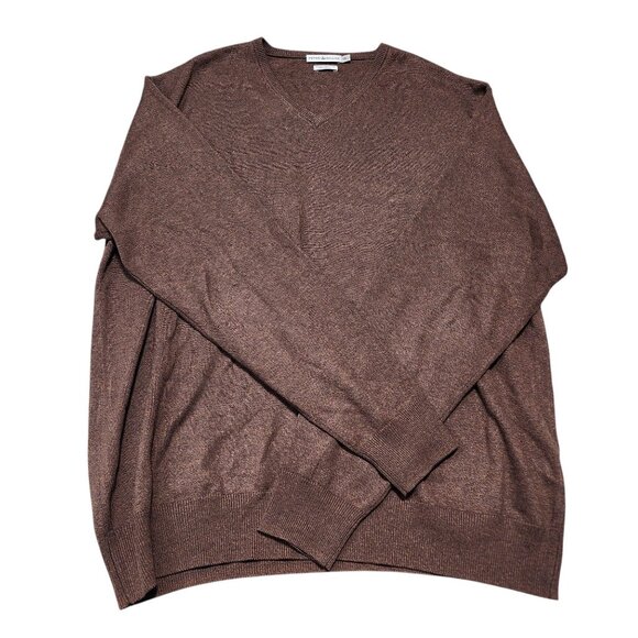 Peter Millar Mens Brown V-Neck Sweater XL Silk Cotton Cashmere Soft Luxury‎ Knit - Picture 6 of 9